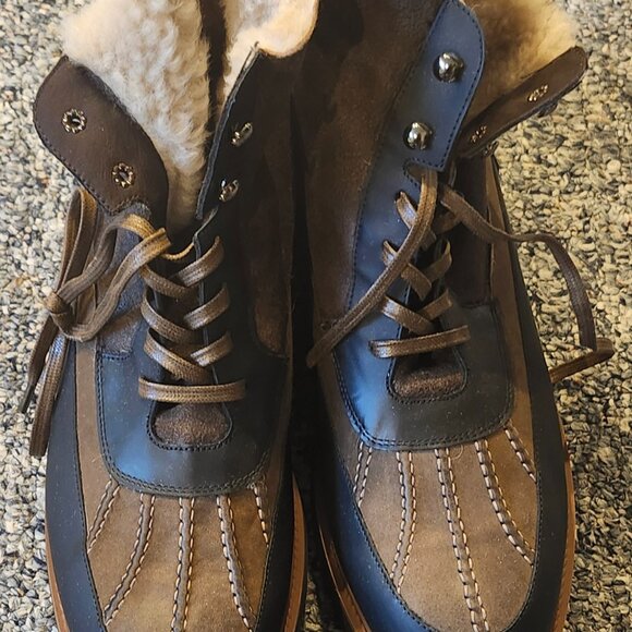 Ross & Snow Phillipe shearling lined boots vibram outsoles 11.5 US